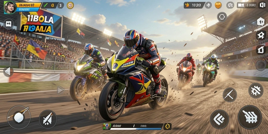Gameplay balap motor yang mendebarkan dalam 11BOLA.