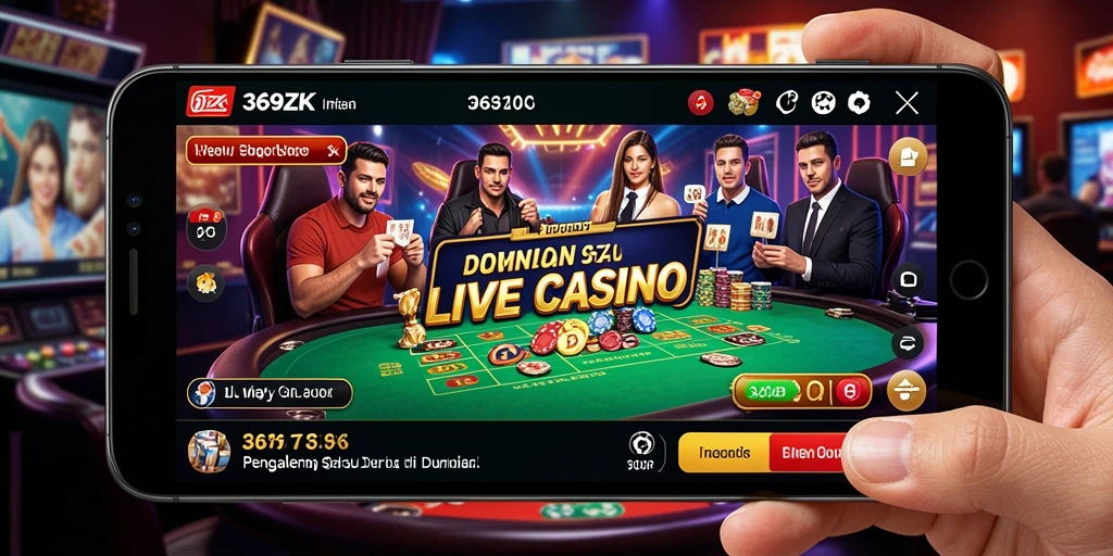 Screenshot 369ZK menampilkan dealer langsung dan permainan seru.