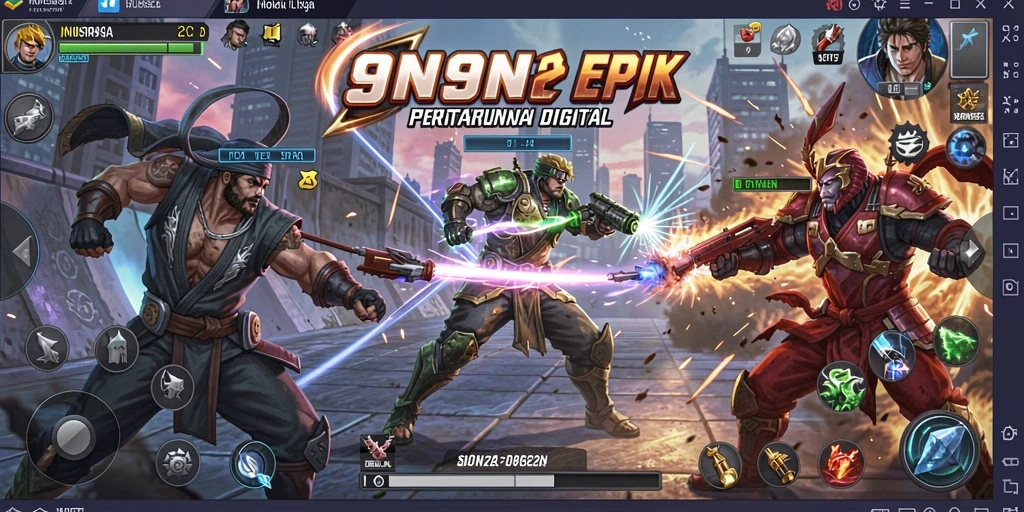 Tampilan gameplay 9N9N yang mendebarkan saat bertarung.