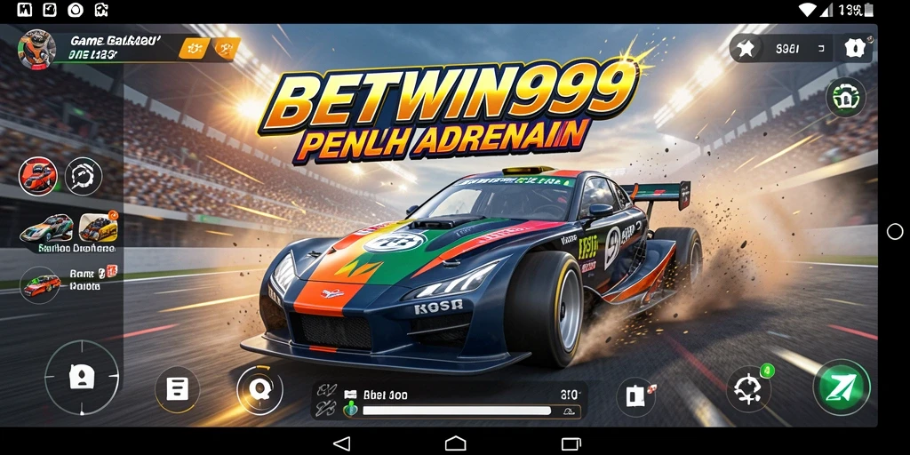 Screenshot utama BETWIN999 menampilkan momen balap yang intens dan menegangkan.