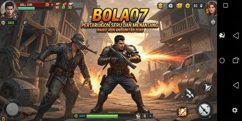 Gameplay BOLA07 menampilkan pertarungan antar karakter yang mendebarkan.