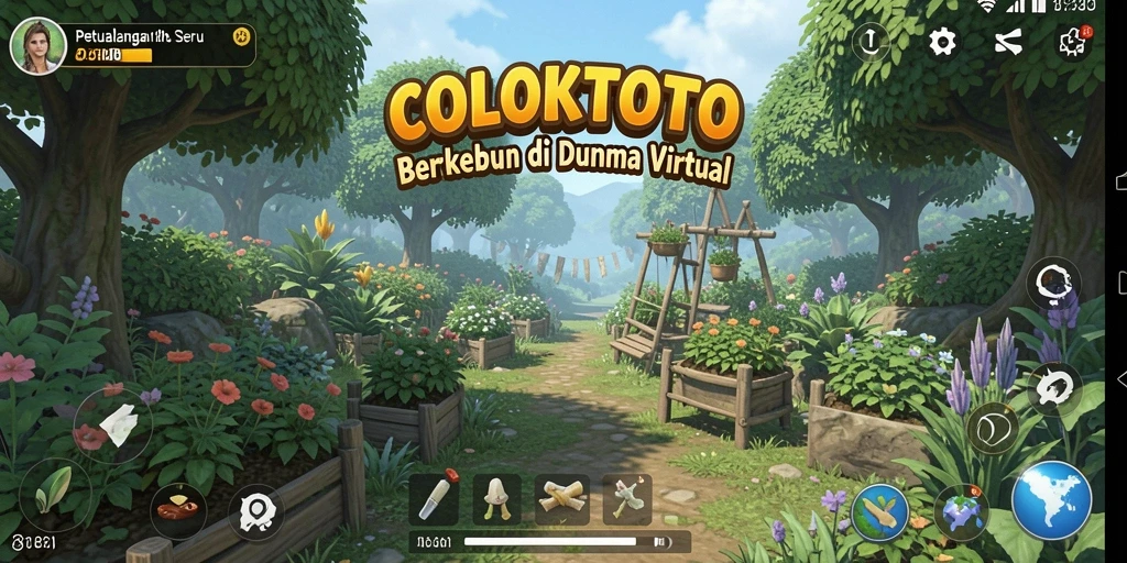 Tampilan gameplay COLOKTOTO menunjukkan aktivitas berkebun yang seru.