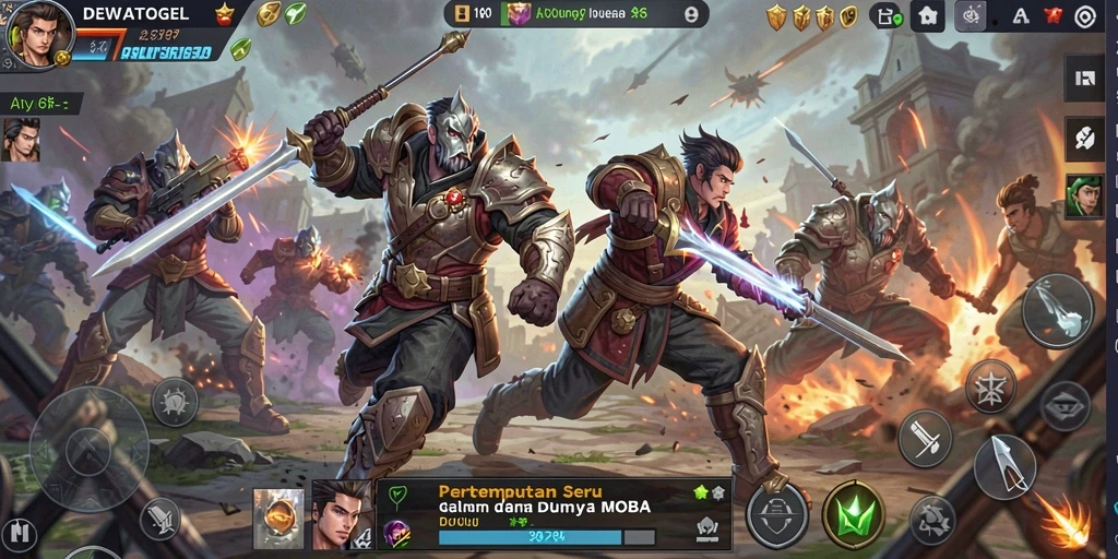 Screenshot gameplay DEWATOGEL yang menampilkan pertarungan epic.
