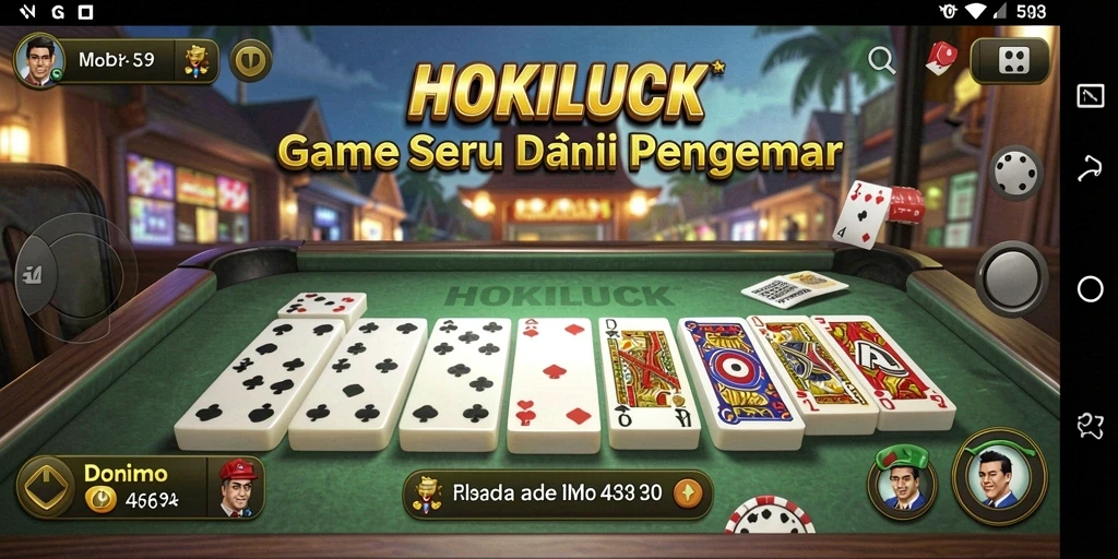 Tampilan gameplay HOKILUCK dengan grafis Domino yang menarik.