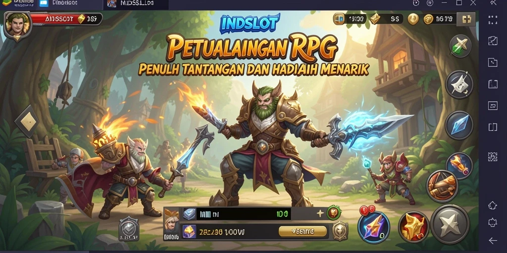 Screenshot gameplay menampilkan karakter yang beraksi dalam petualangan RPG.
