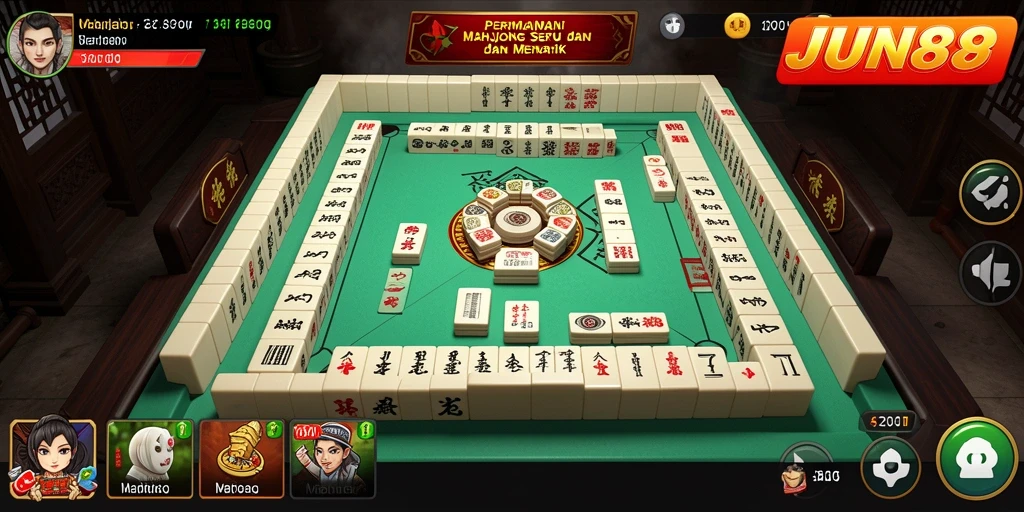 Tangkapan layar gameplay Mahjong JUN88 yang menampilkan aksi seru.