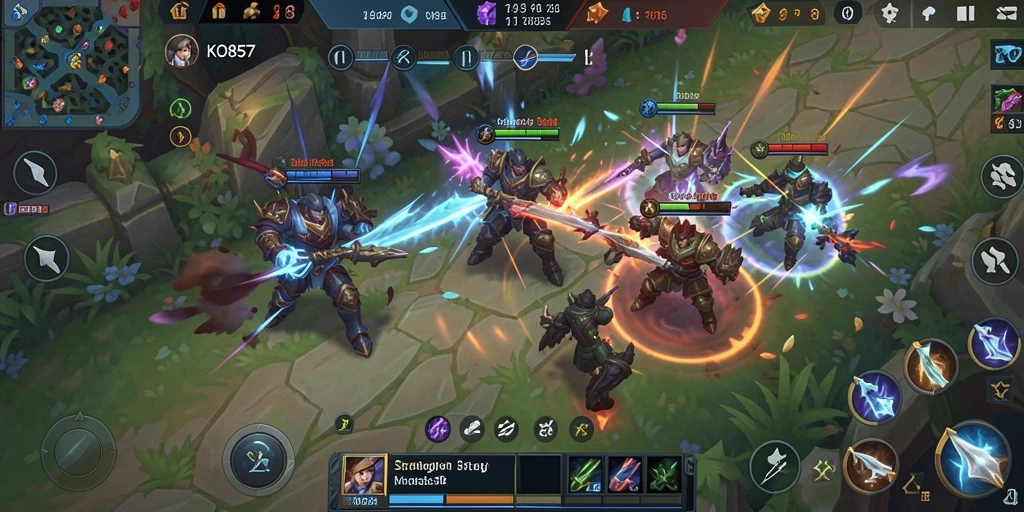 Tampilan gameplay MOBA yang intens dan menarik di KO857.