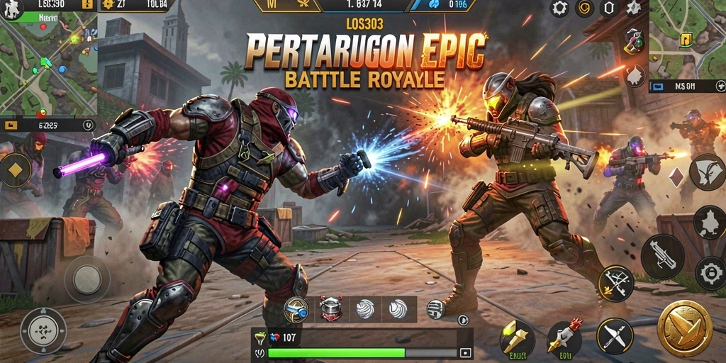 Tampilan aksi intens dalam game Battle Royale LOS303.