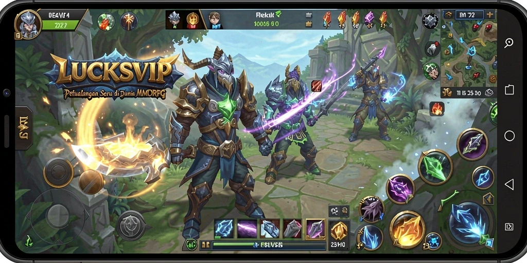 Tangkapan layar LUCKSVIP menampilkan aksi pertarungan dalam dunia MMORPG yang menakjubkan.
