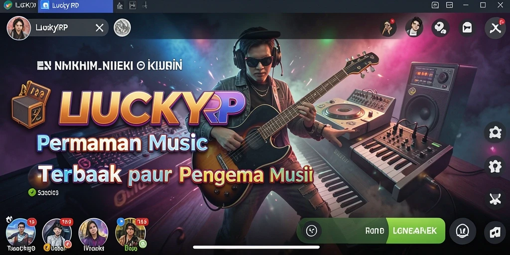Screenshot utama LUCKYRP menunjukkan gameplay musik yang seru dan interaktif.