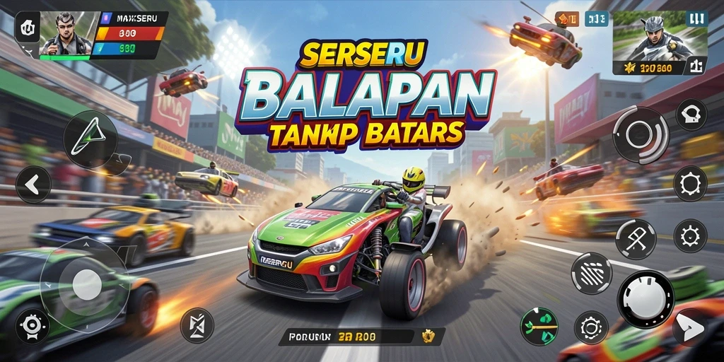 Gameplay seru dalam balapan mobil MAXSERU yang menarik.