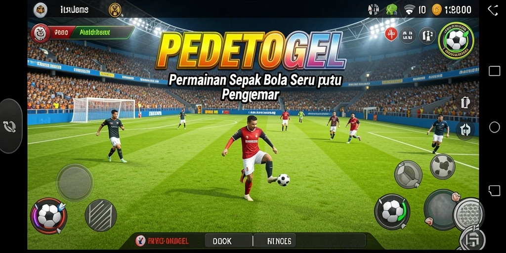 Screenshot gameplay menarik dari PEDETOGEL menunjukkan aksi pertandingan sepak bola.