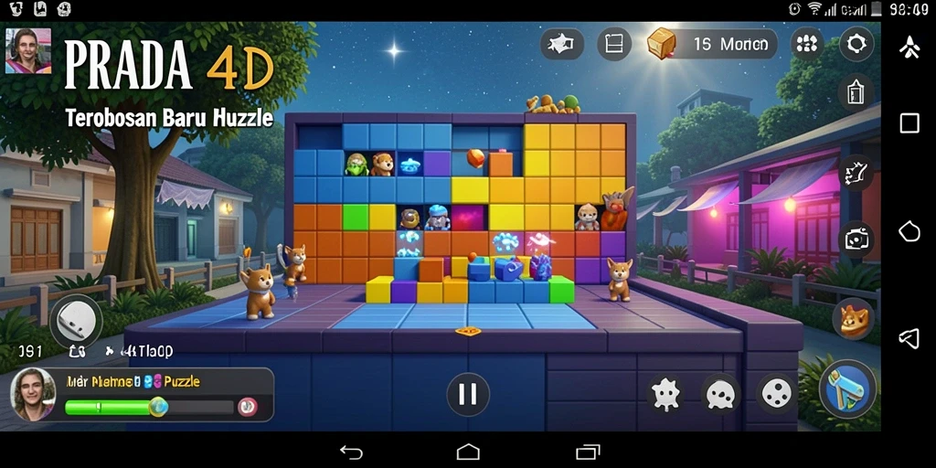 Screenshot utama PRADA4D menunjukkan gameplay puzzle yang seru.