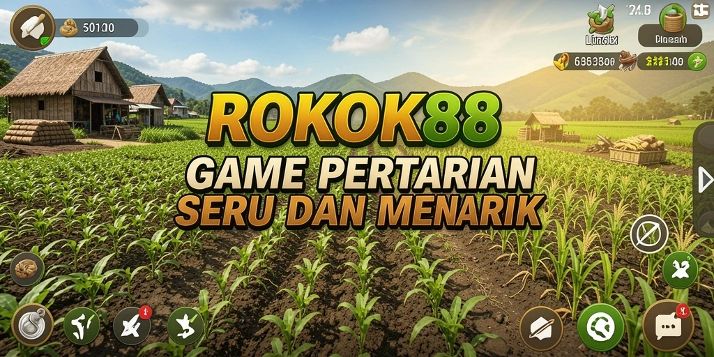 Tampilan gameplay menarik dari ROKOK88 dengan aktivitas bertani.